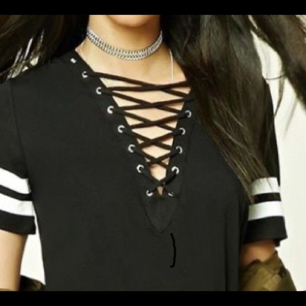 Forever 21 Lace up baseball shirt